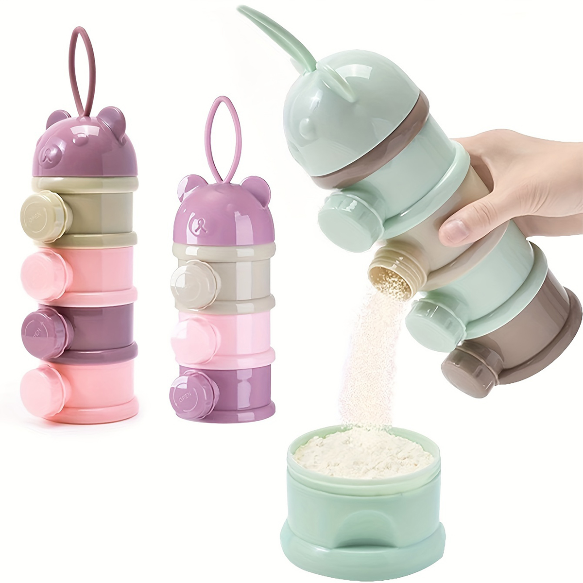 Baby Food Universe - Babymelkpoedercontainer met grote capaciteit en riem,