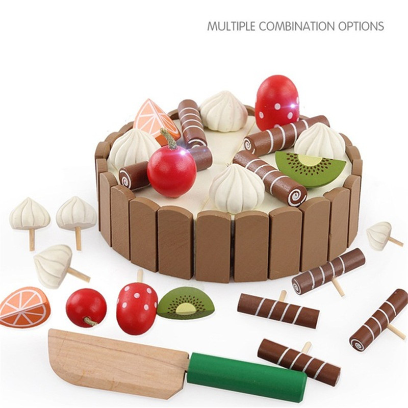 Baby Food Cooking Set - Houten kinderkeukenspeelgoed Fantasiespeelgoed Snijden Taart Speelvoedsel