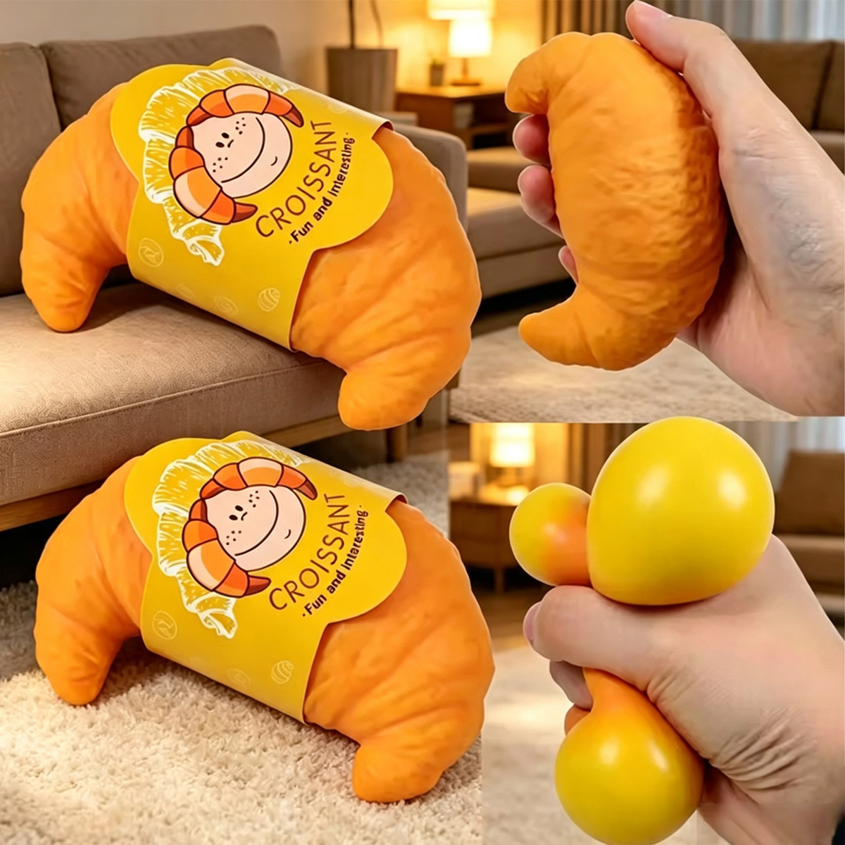 Baby Food Toy - 1/2/3 Stuks Croissant Brood Stress Speelgoed