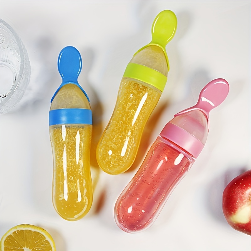 Baby Food Guide - Siliconen babyfles met lepel, 3oz voedseldoseerlepel,