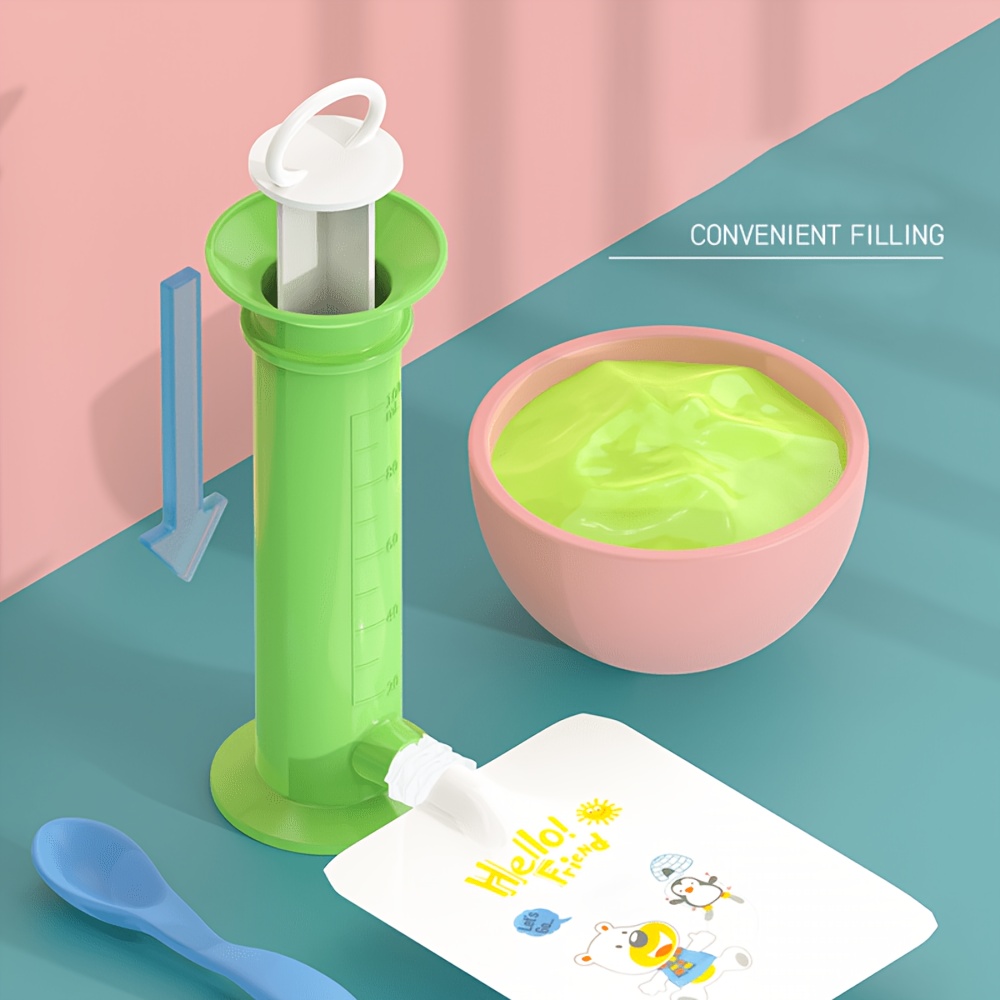 Baby Food On The Go - Babyvoedingsvultool, spuittype zakvuller, eenvoudig lekbestendig ontwerp,